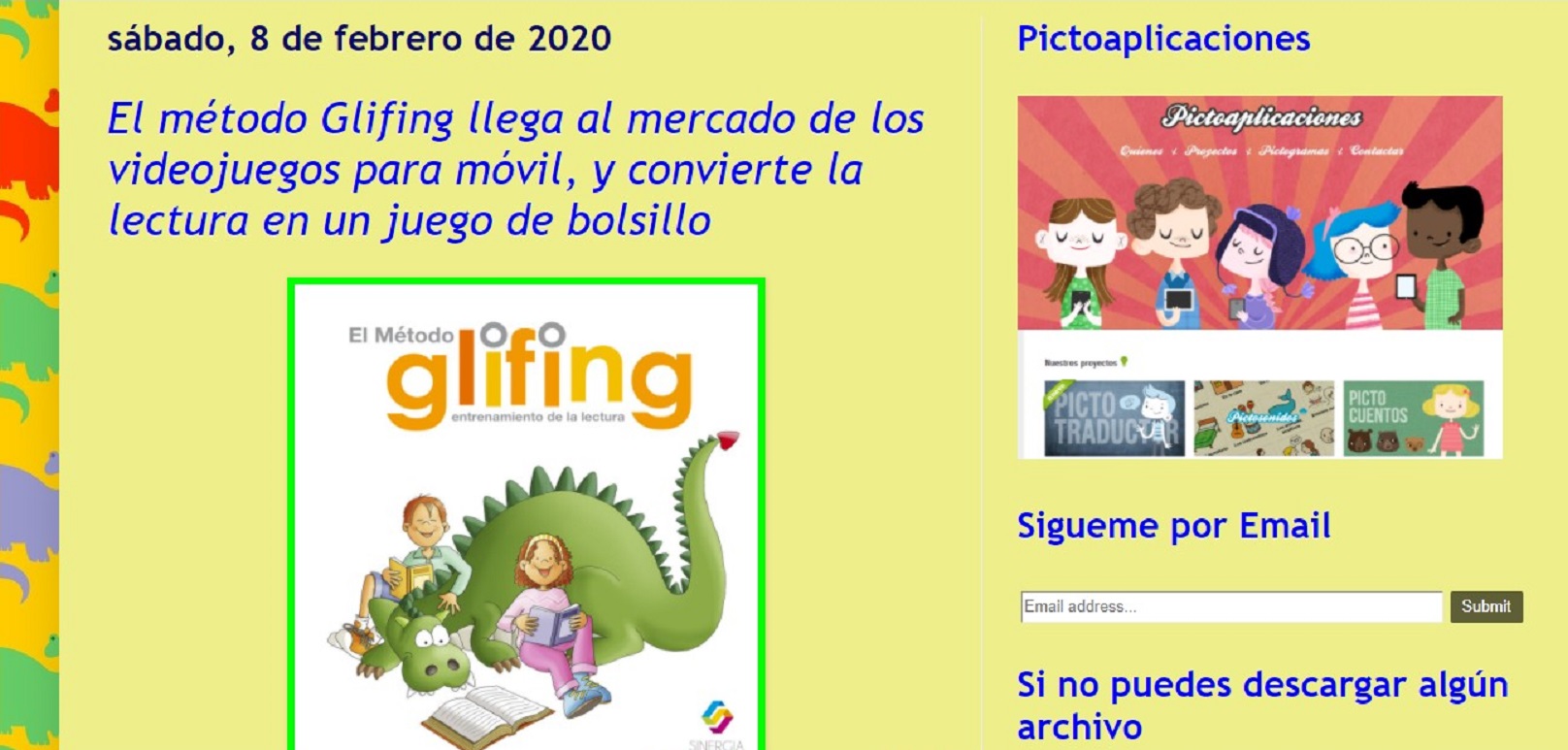Glifing al blog "Logopedia en Especial" -08/02/2020 gabinete de prensa
