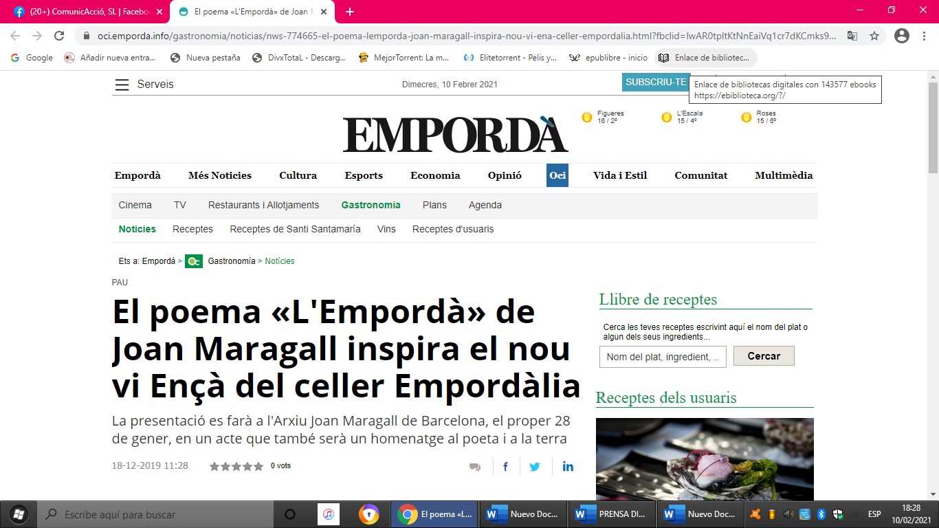 Empordàlia a oci.emporda.info- 18/12/2019 gabinete de prensa