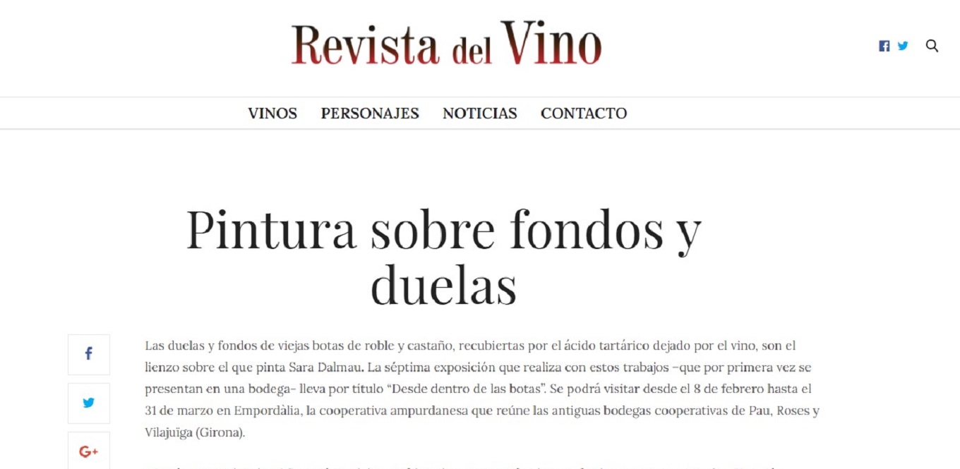 Sara Dalmau a la "Revista del Vino" - 08/02/2019 gabinete de prensa