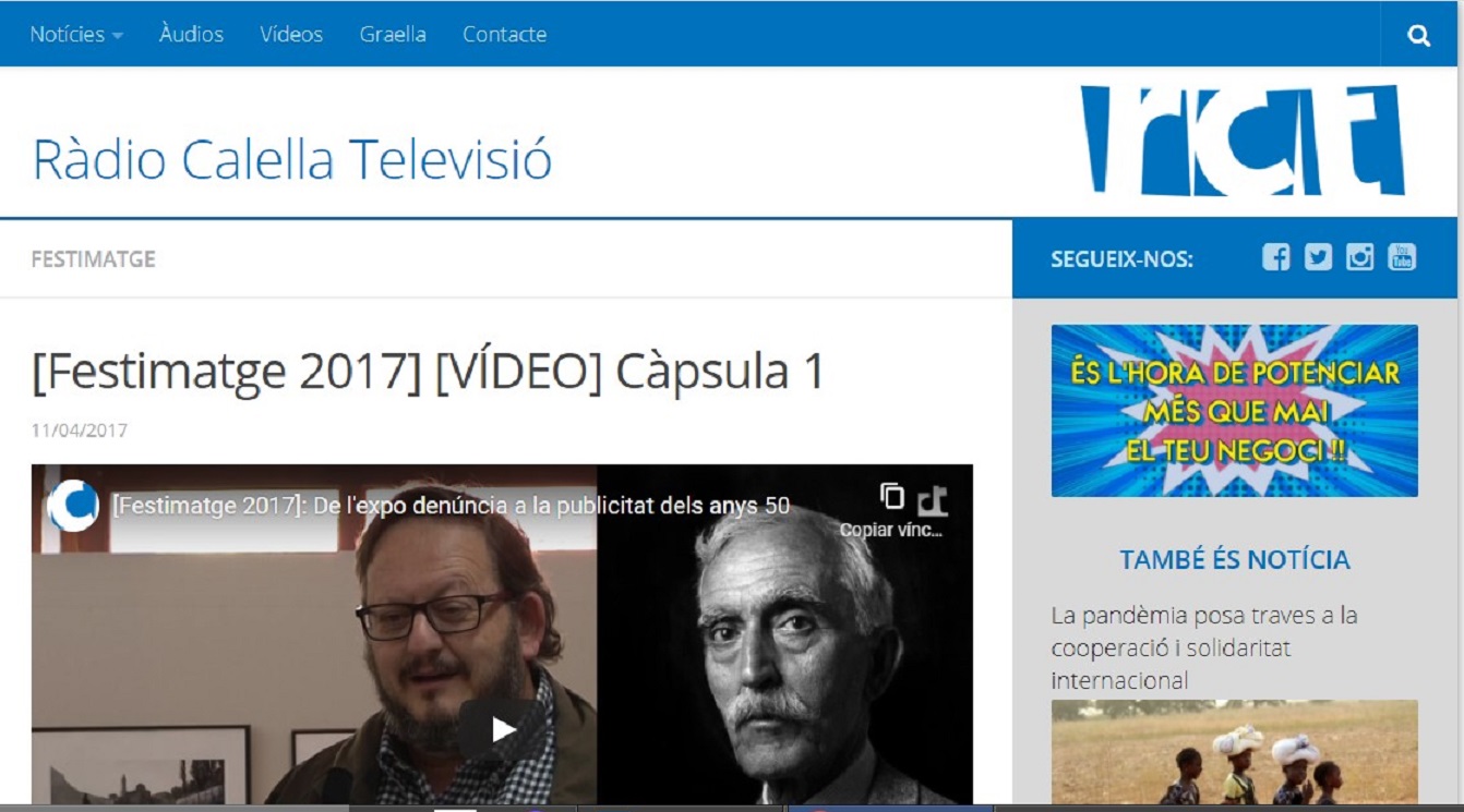 Festimatge a Ràdio Calella Televisió "De l' exposició a la publicitat dels anys 50"- 11/04/2017 gabinete de prensa
