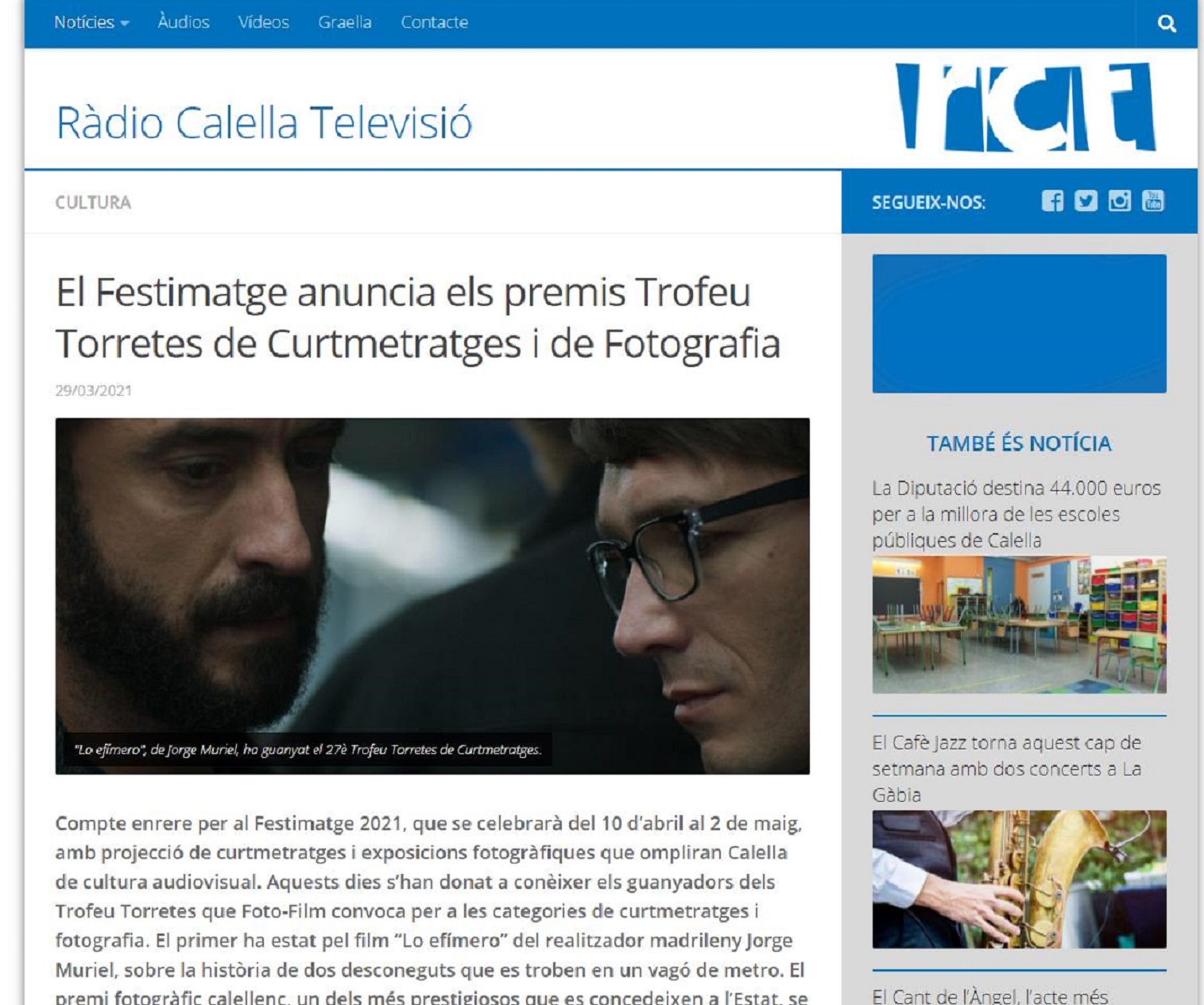FESTIMATGE, a Ràdio Calella TV-29/03/2021 gabinete de prensa