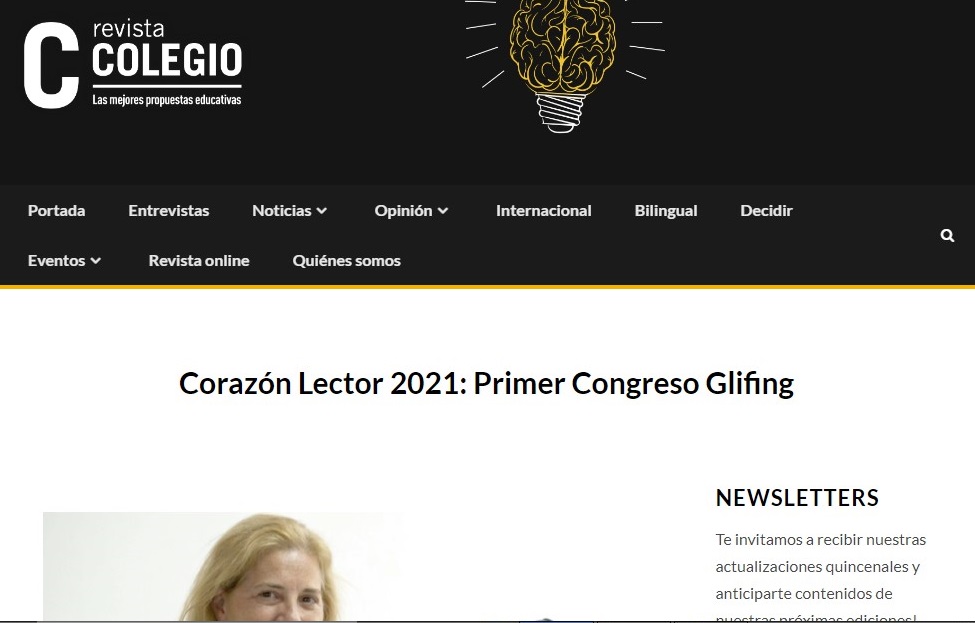 Glifing y su congreso "Corazón Lector" en Revista Colegio- 26/04/2021 gabinete de prensa