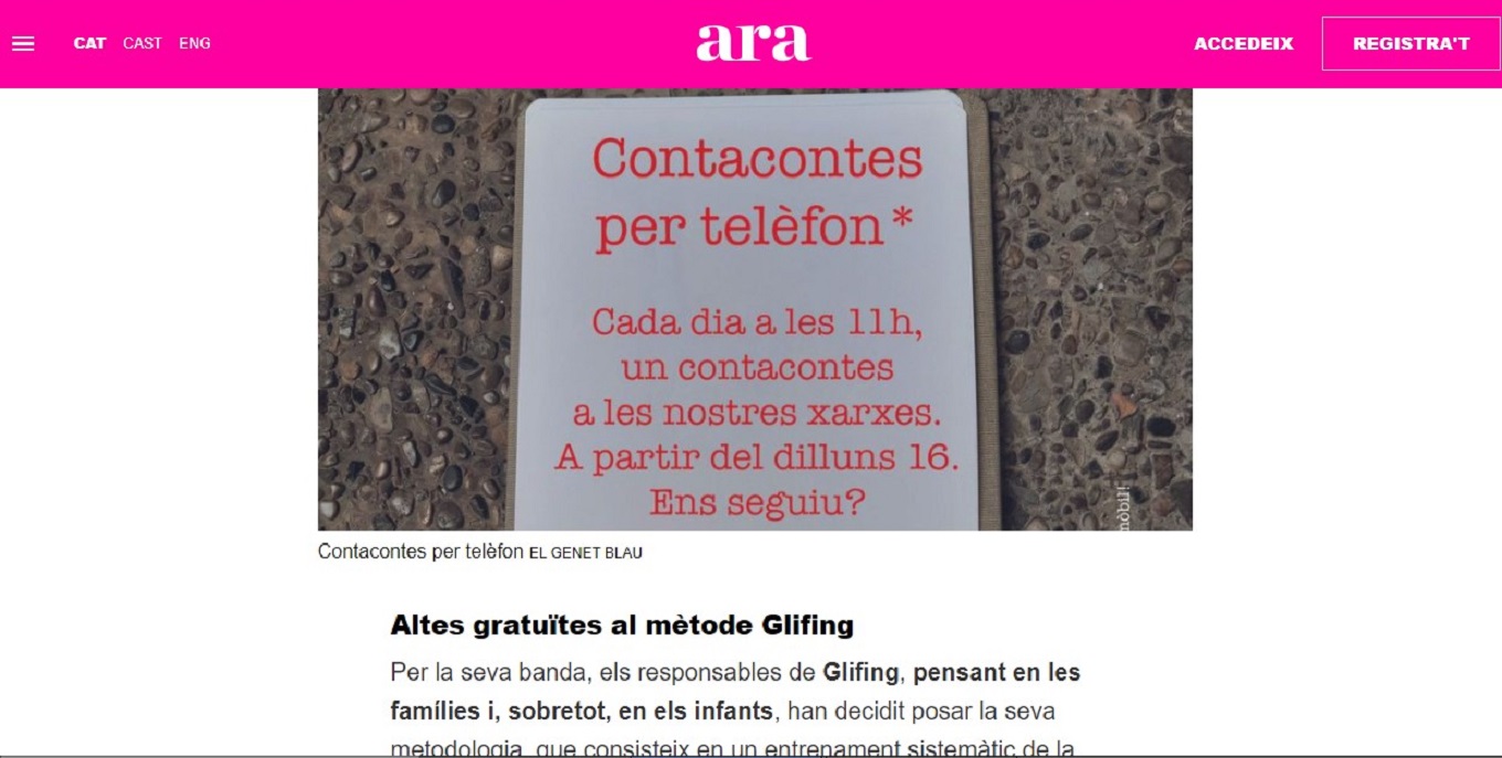 Glifing en el "Criatiures"del Diario ARA.-26/03/2020 gabinete de prensa