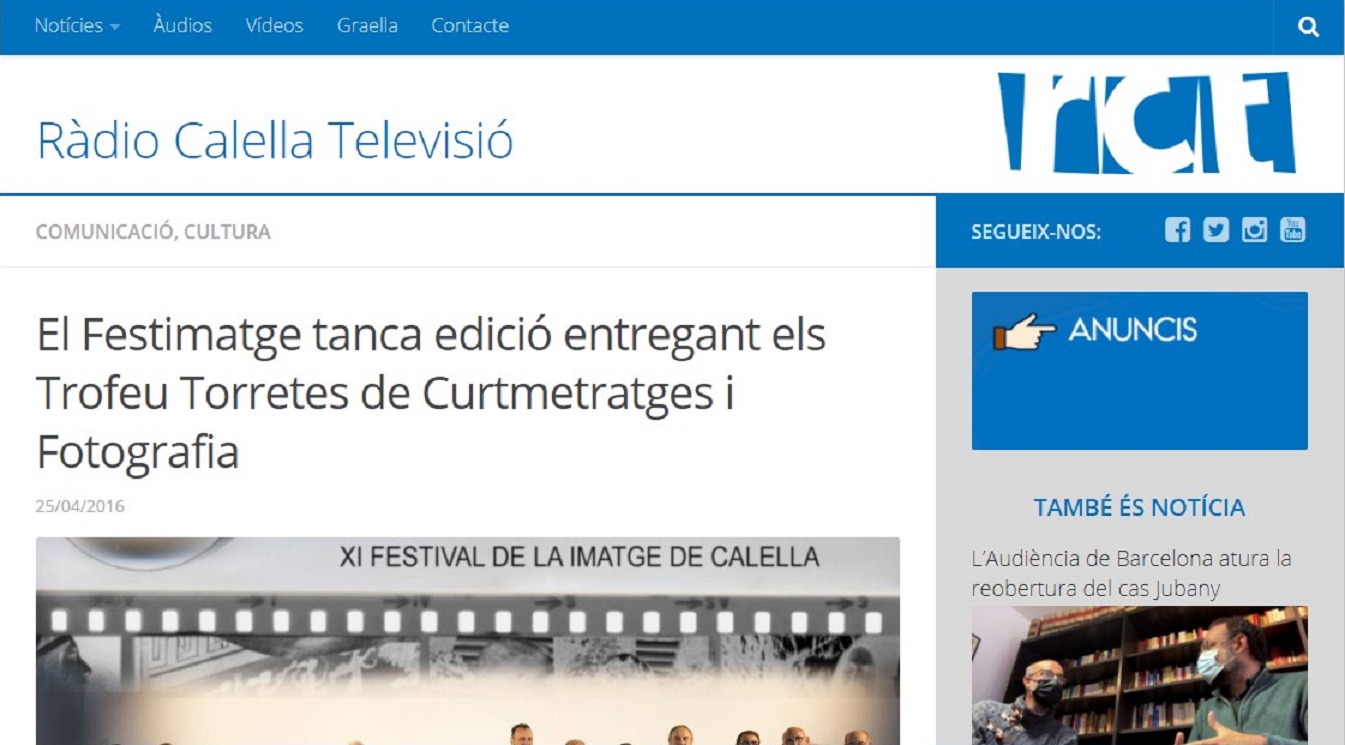 Festimatge en Radio Calella Televisión -25/04/2016 gabinete de prensa