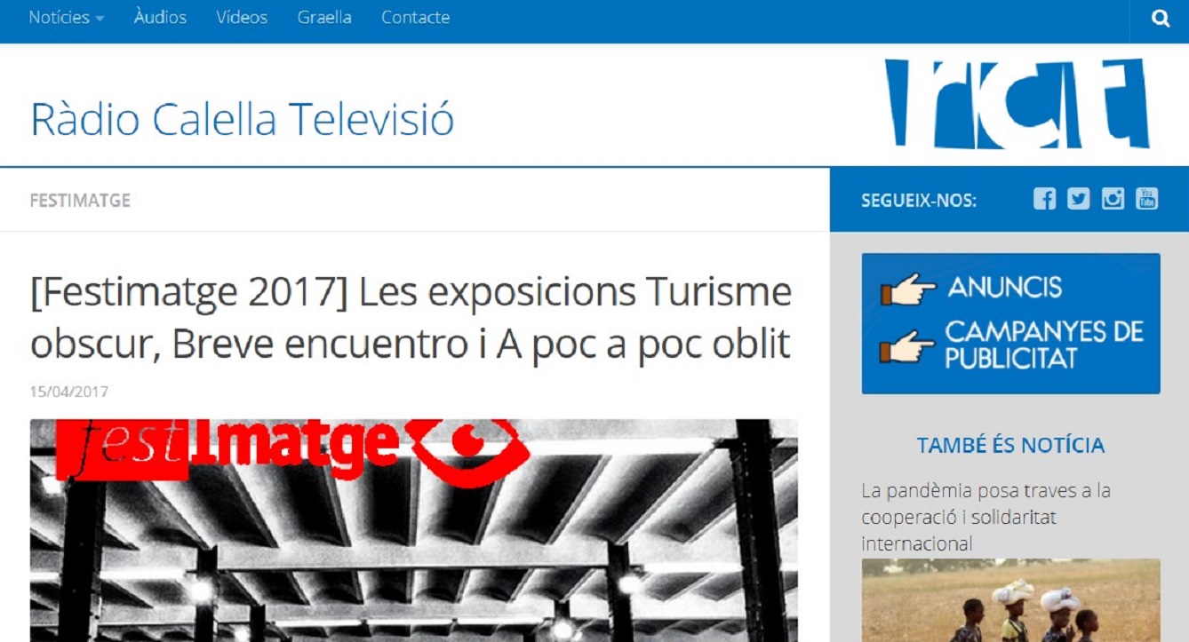 Festimatge en Radio Calella Televisión "Les exposicions Turisme obscur, Breve encuentro i A poc a poc oblit"- 15/04/2017 gabinete de prensa