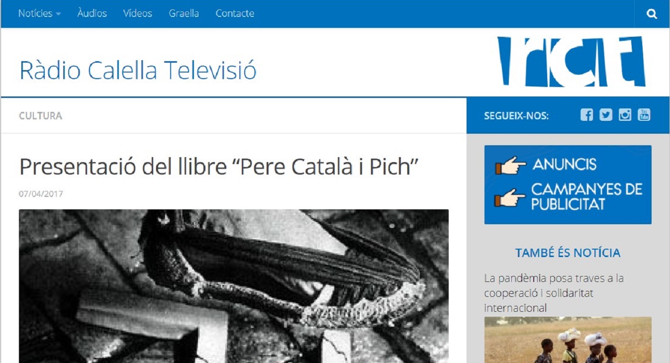 Festimatge en Radio Calella Televisión "Presentació del llibre "Pere Català i Pich" - 07/04/2017 gabinete de prensa
