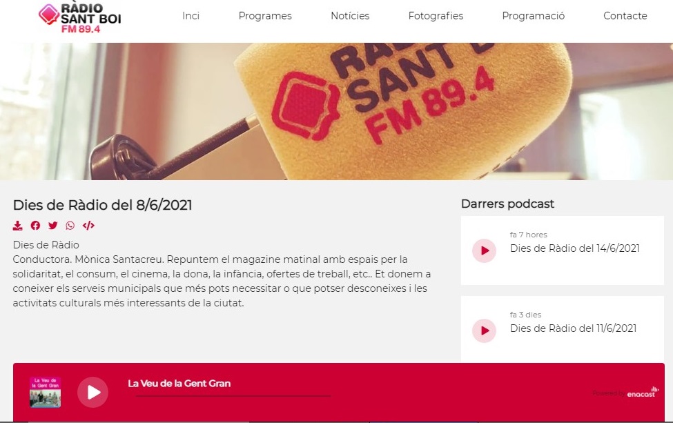 Glifing al programa Dies de Ràdio de Ràdio Sant Boi, al minut 13'15" - 08/06/2021 gabinete de prensa