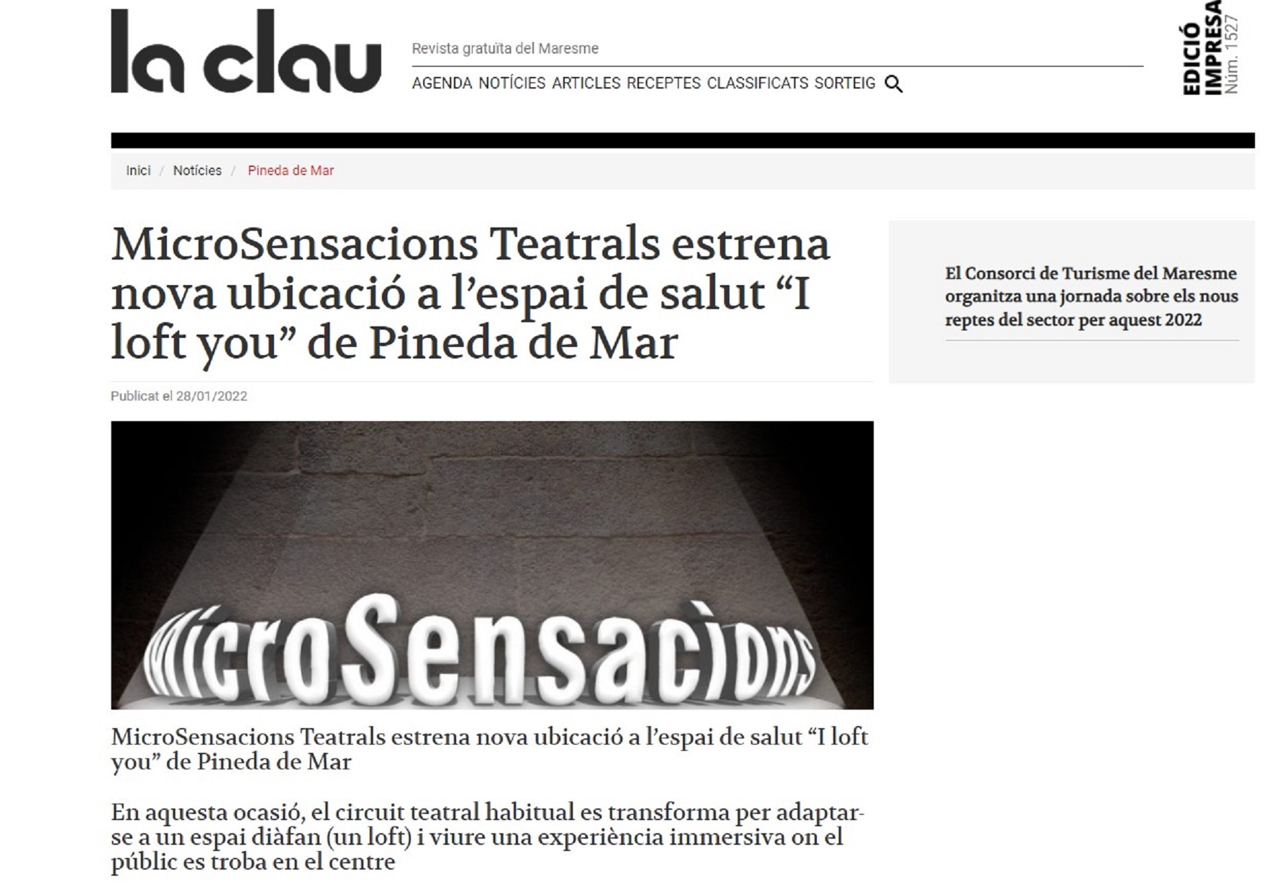 MicroSensacions a La clau.cat - 28/01/2022 gabinete de prensa